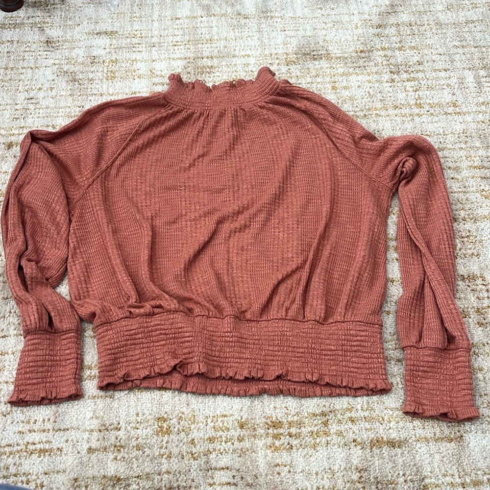 Free people boulevard ruffle mock neck top
